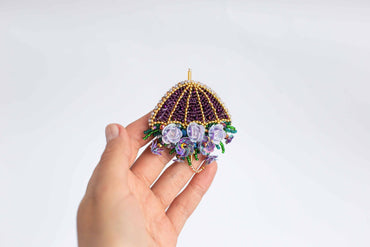 Flowered Umbrella - Readymade Beaded Brooch