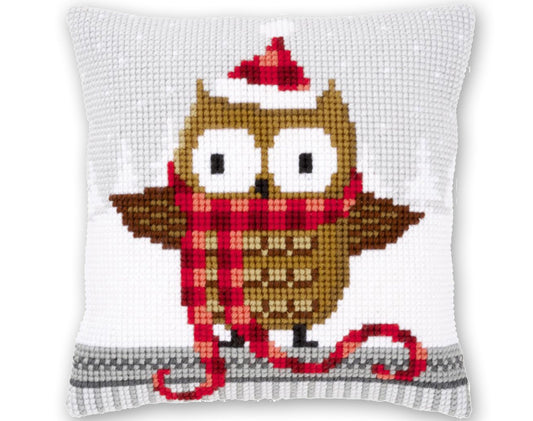 Christmas Owl Pillow Cover Cross stitch Embroidery DIY Kits