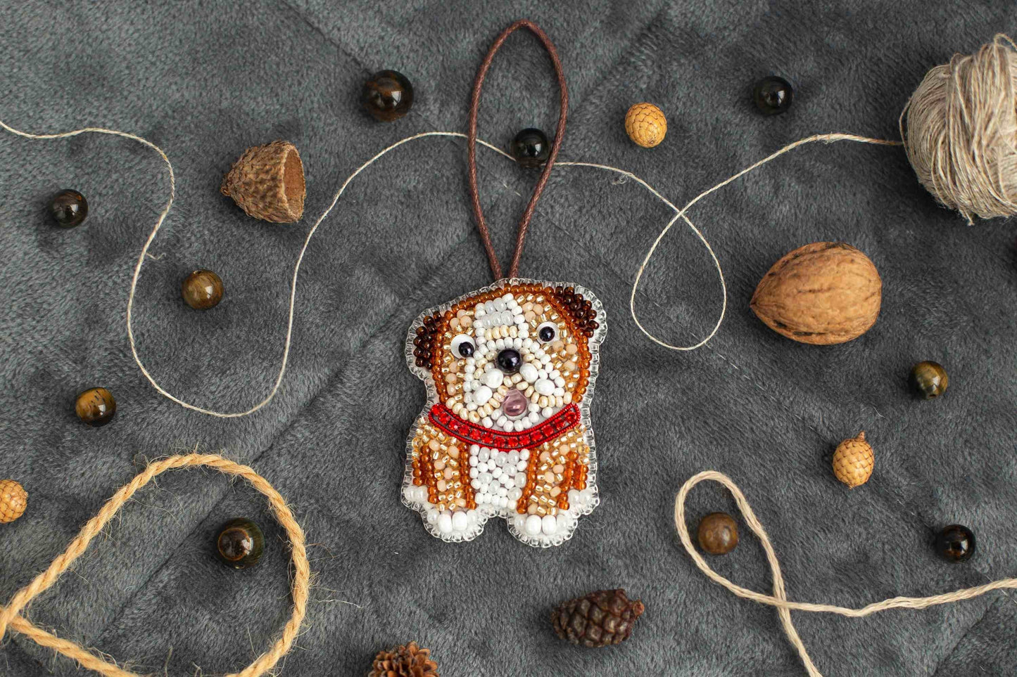 English Bulldog - Readymade Beaded Brooch