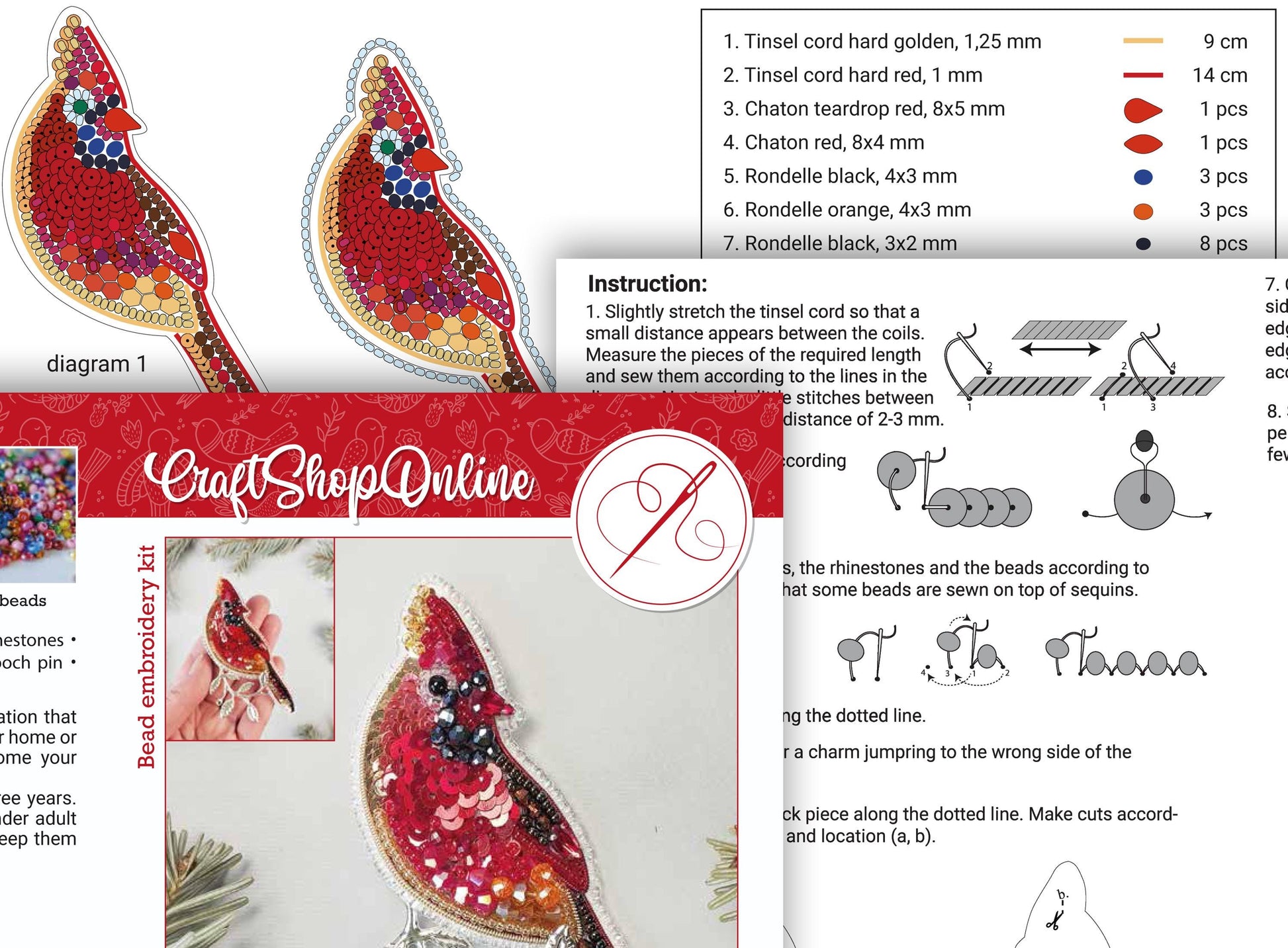 a picture of a christmas ornament with a red bird on it