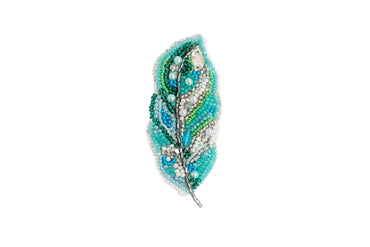 Blue Feather - Readymade Beaded Brooch