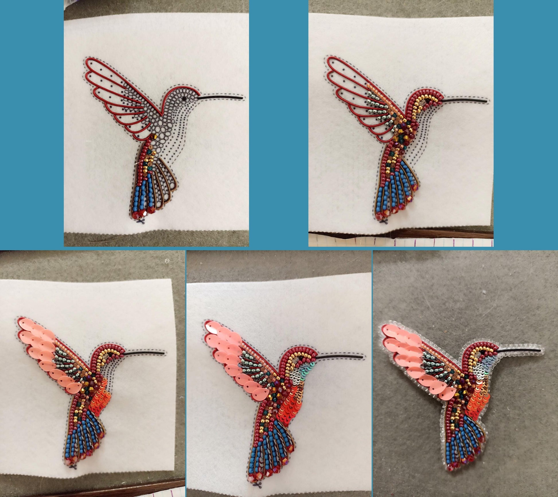 a picture of a beaded humming bird