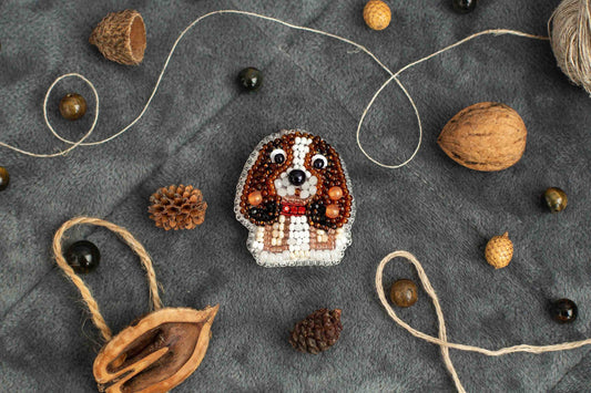 Cocker Spaniel Dog - Readymade Beaded Brooch