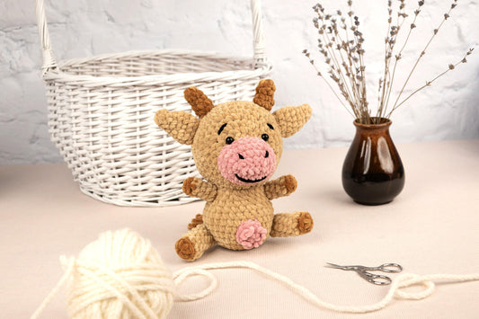 Crochet Cow Plushie - Amigurumi Toys Readymade