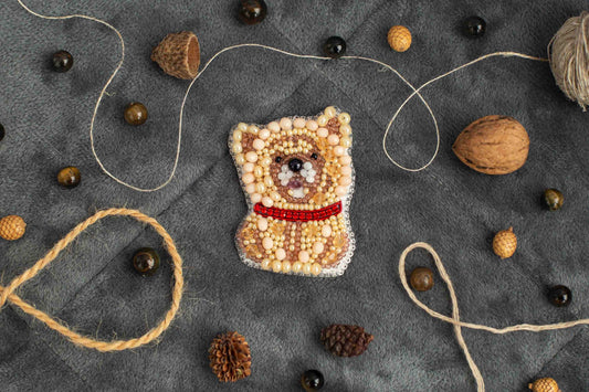 Chow Chow Dog - Readymade Beaded Brooch