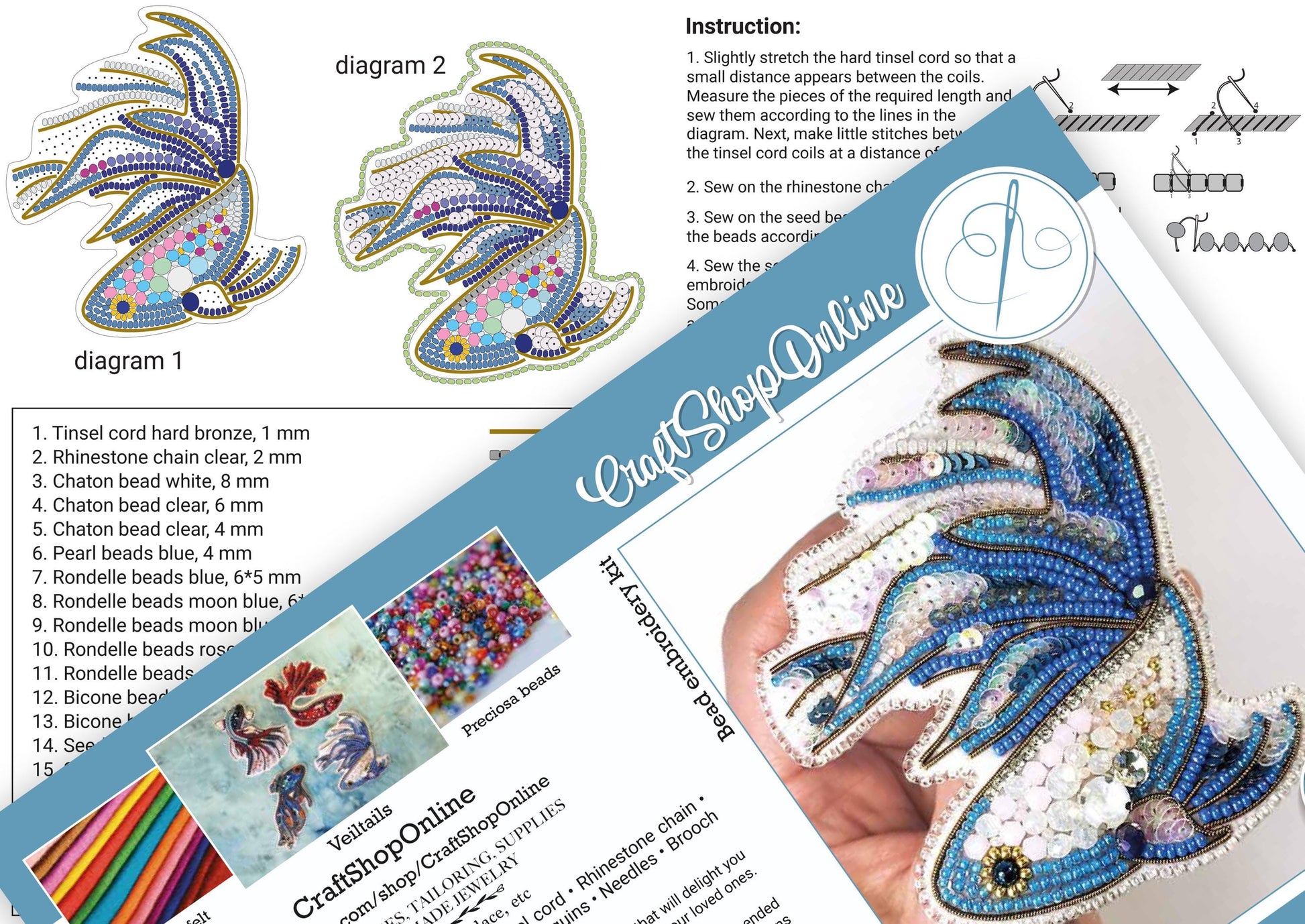 a brochure with instructions on how to make a beaded bird