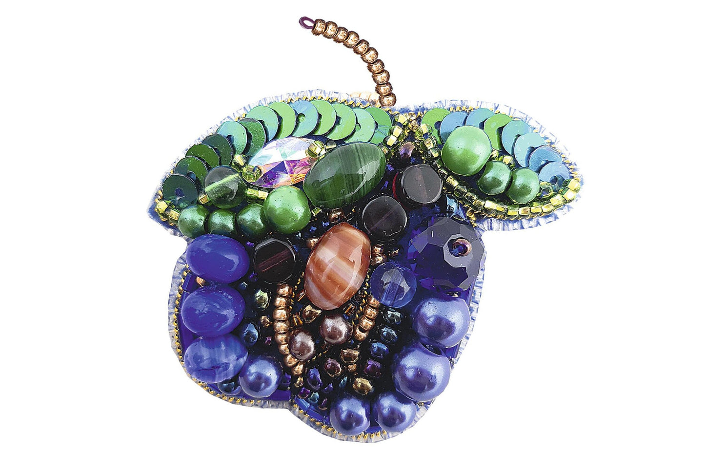 Plum - Readymade Beaded Brooch