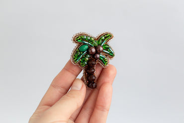 Palm Tree - Readymade Beaded Brooch