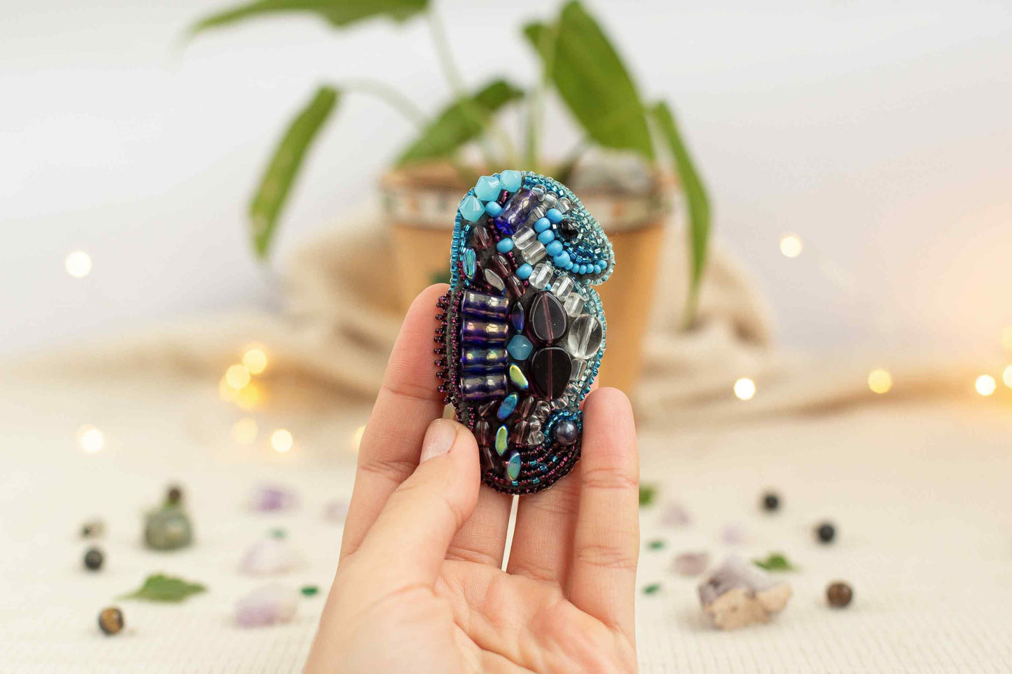 Seahorse- Readymade Beaded Brooch