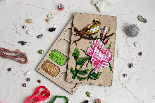 a couple of small cards sitting on top of a table