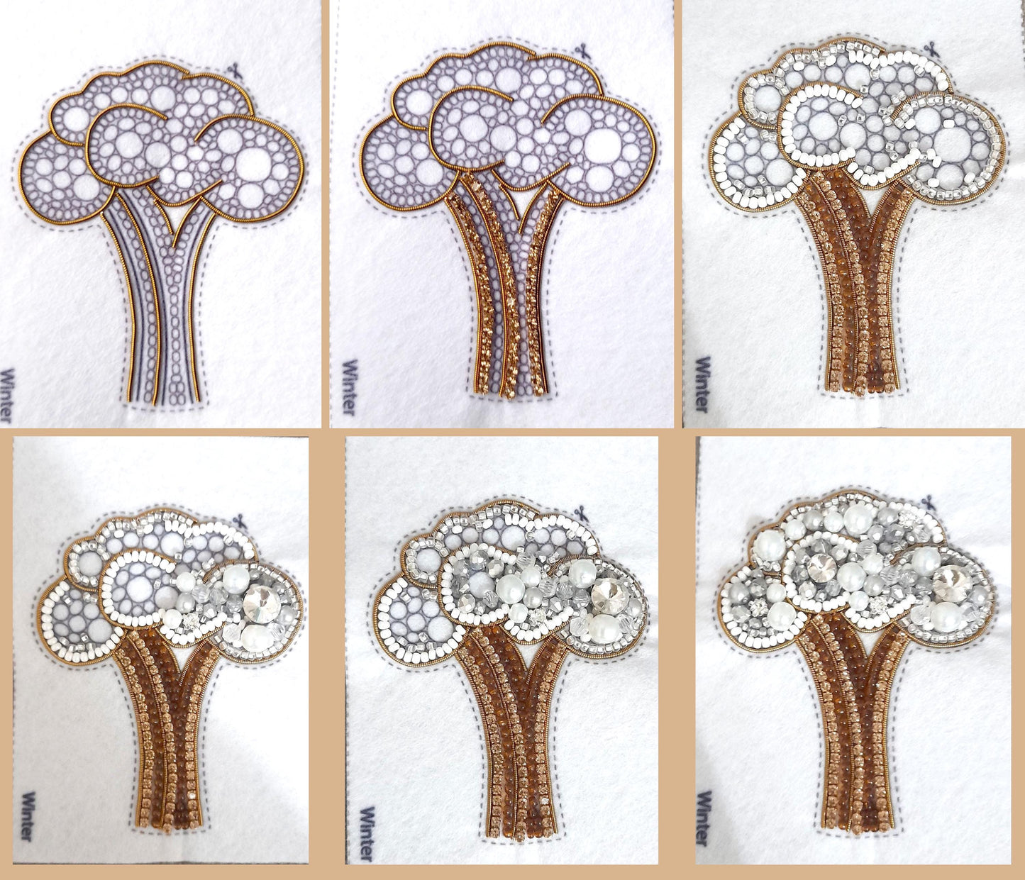 Bead Embroidery Kit Winter Tree. Seed Bead Brooch kit. DIY Craft kit. Plant Beading kit. Needlework beading. Handmade Jewelry Making Kit