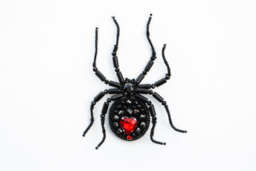 Black Widow Spider - Readymade Beaded Brooch