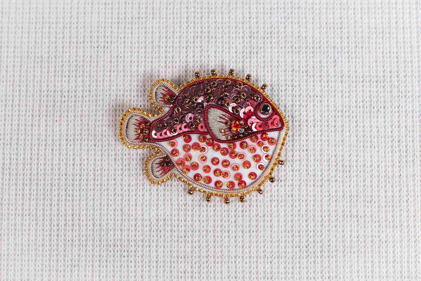 Pufferfish - Readymade Beaded Brooch