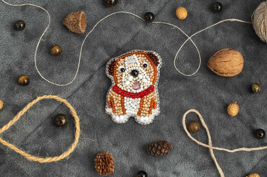 English Bulldog - Readymade Beaded Brooch