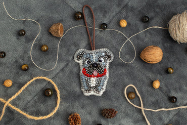 French Bulldog - Readymade Beaded Brooch