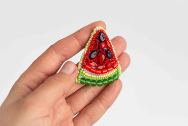 Watermelon Fruit - Readymade Beaded Brooch