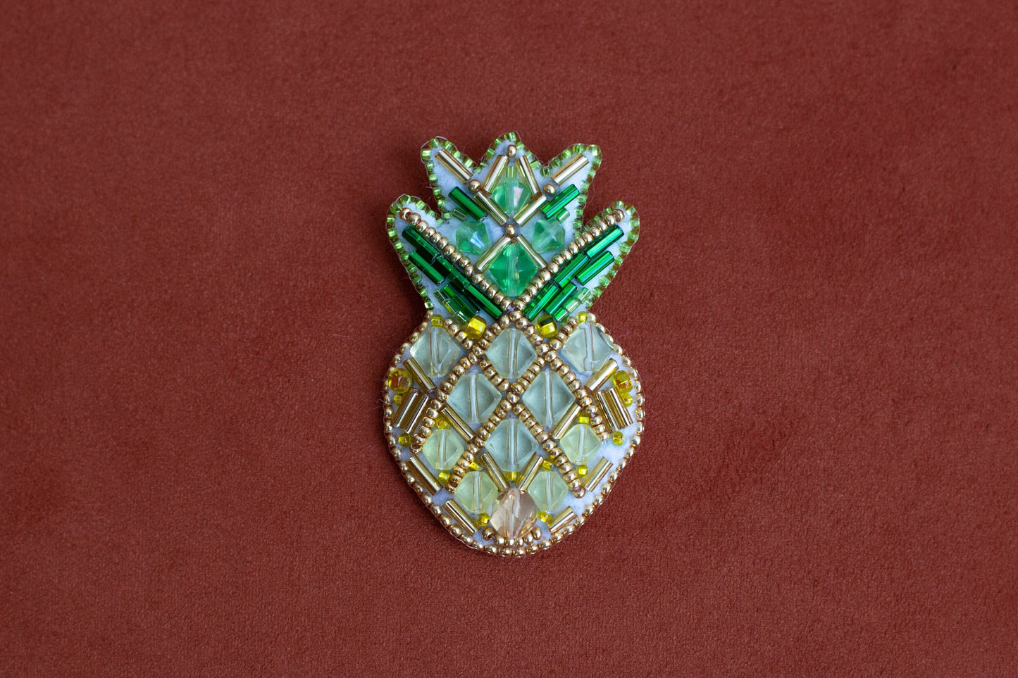 Pineapple - Readymade Beaded Brooch