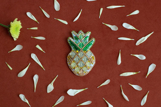 Pineapple - Readymade Beaded Brooch