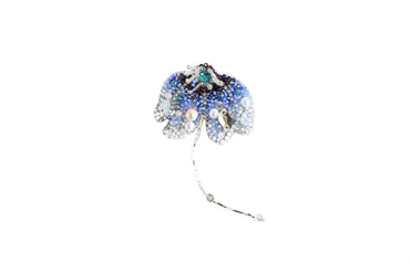 Blue Flower - Readymade Beaded Brooch