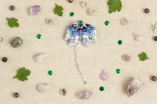 Blue Flower - Readymade Beaded Brooch