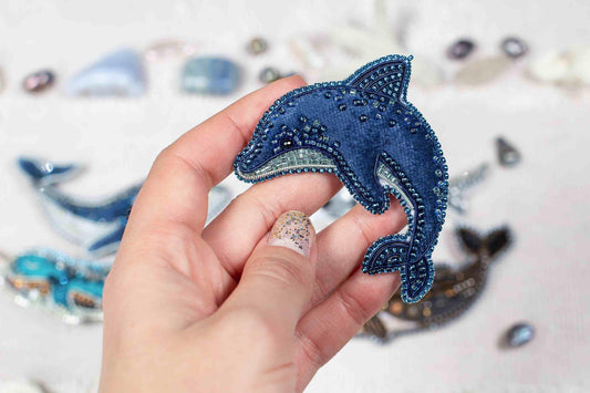 Dolphin - Readymade Beaded Brooch
