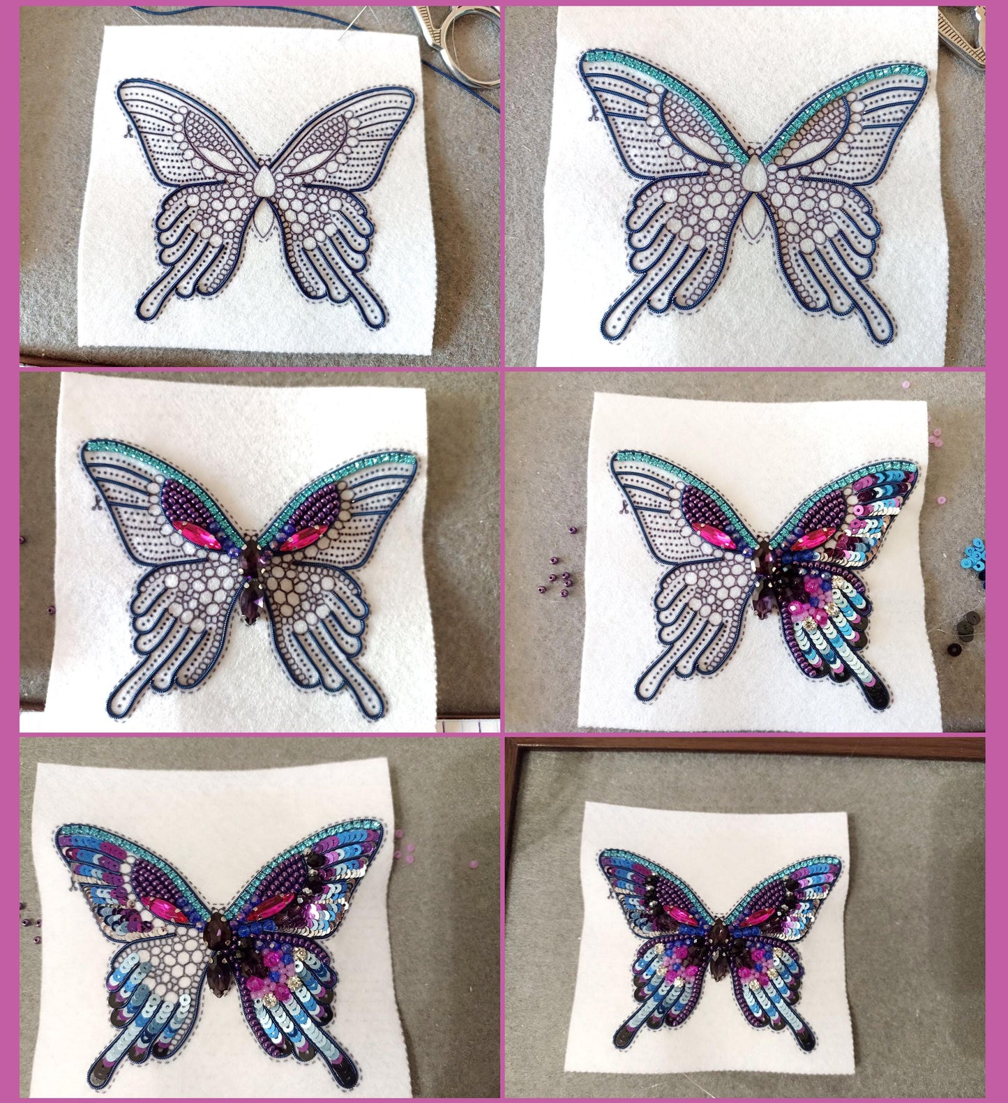 Blue Butterfly Beading Kit for Brooch Making | Complete Bead Embroidery and Needlework Beading Set | DIY Jewelry Craft Kit