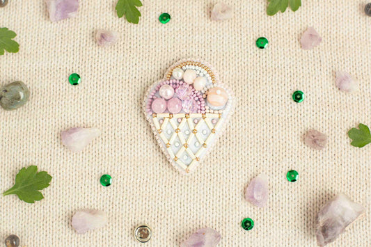 Ice Cream - Readymade Beaded Brooch