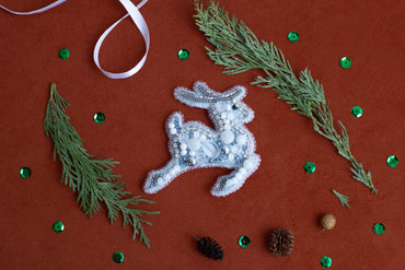 Christmas Deer - Readymade Beaded Brooch