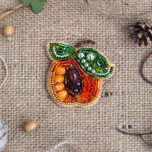 Apricot - Readymade Beaded Brooch