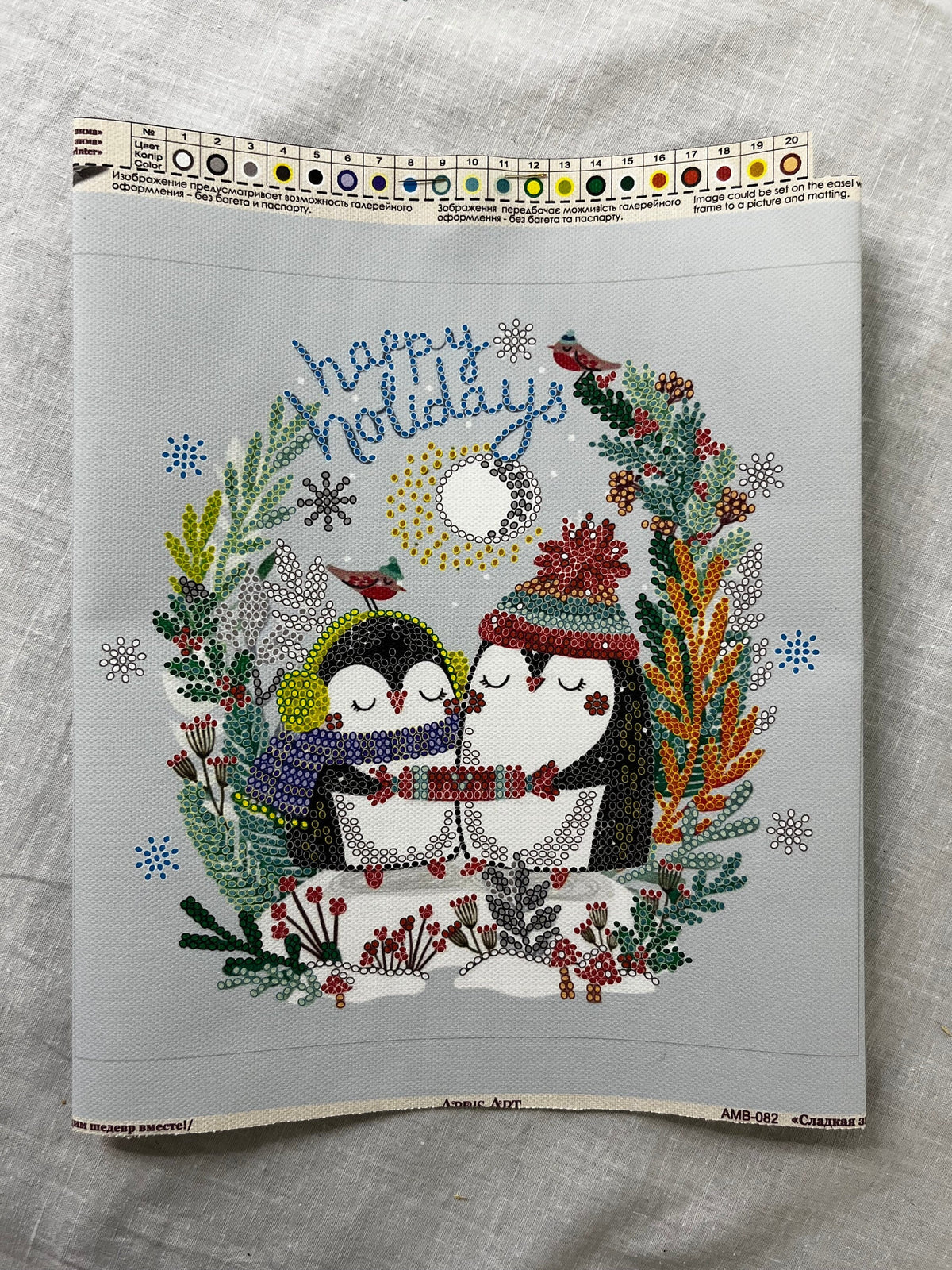 DIY Christmas Penguins Bead Embroidery Kit: Beginner Xmas Decor