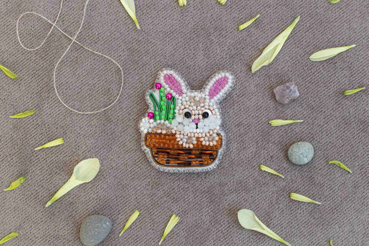 Easter Rabbit - Readymade Beaded Brooch