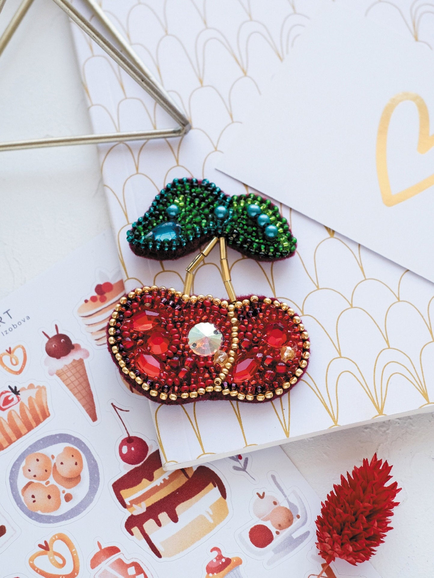 Cherry - Readymade Beaded Brooch