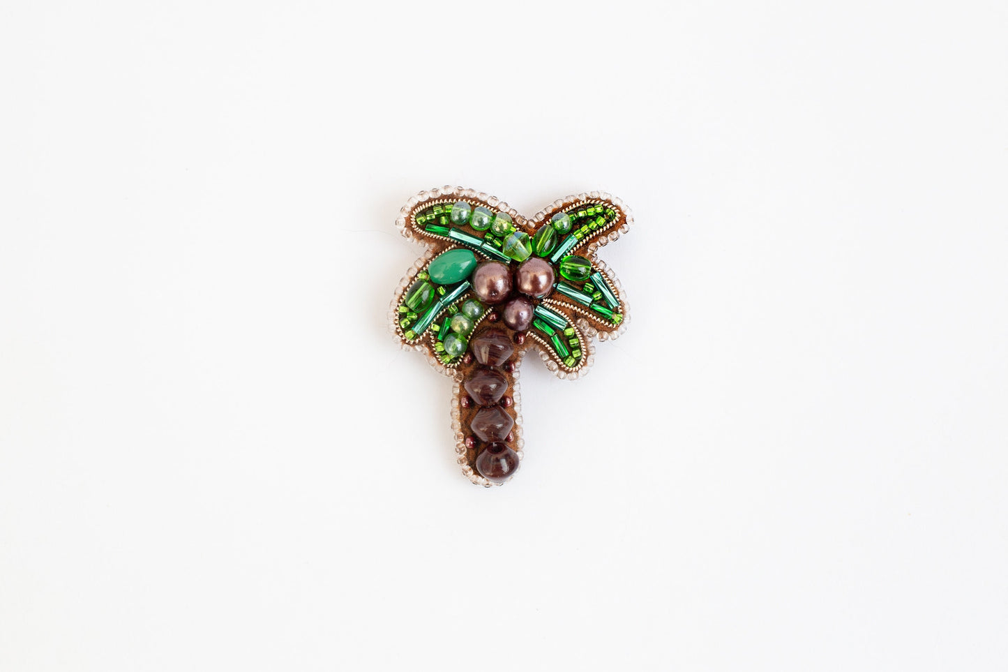 Palm Tree - Readymade Beaded Brooch