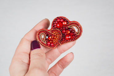 Romantic Hearts- Readymade Beaded Brooch