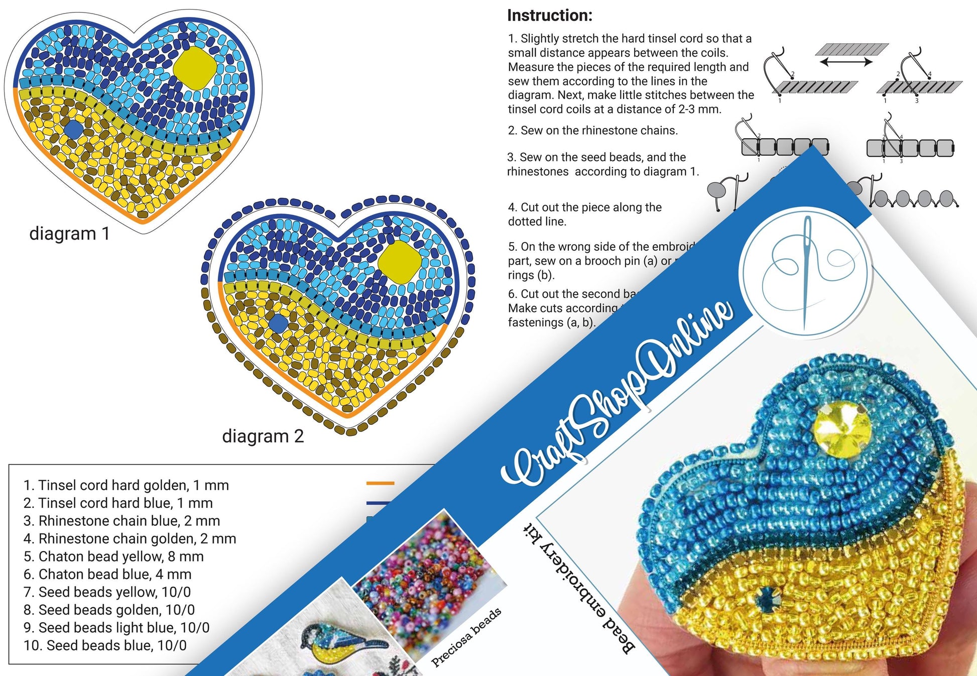 a brochure with instructions on how to make a beaded heart