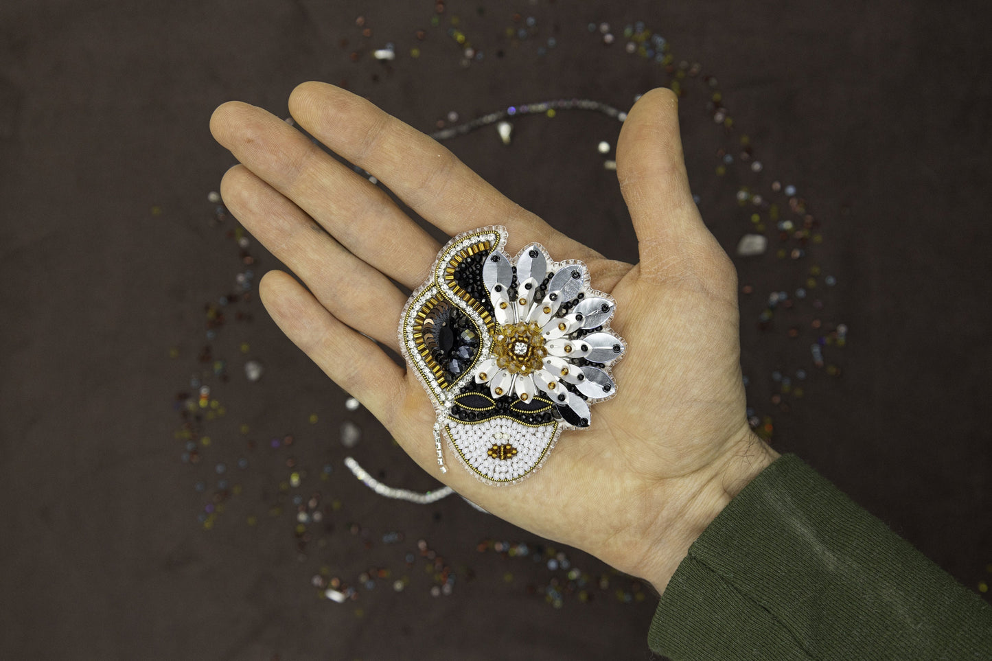 Carnival Mask - Readymade Beaded Brooch