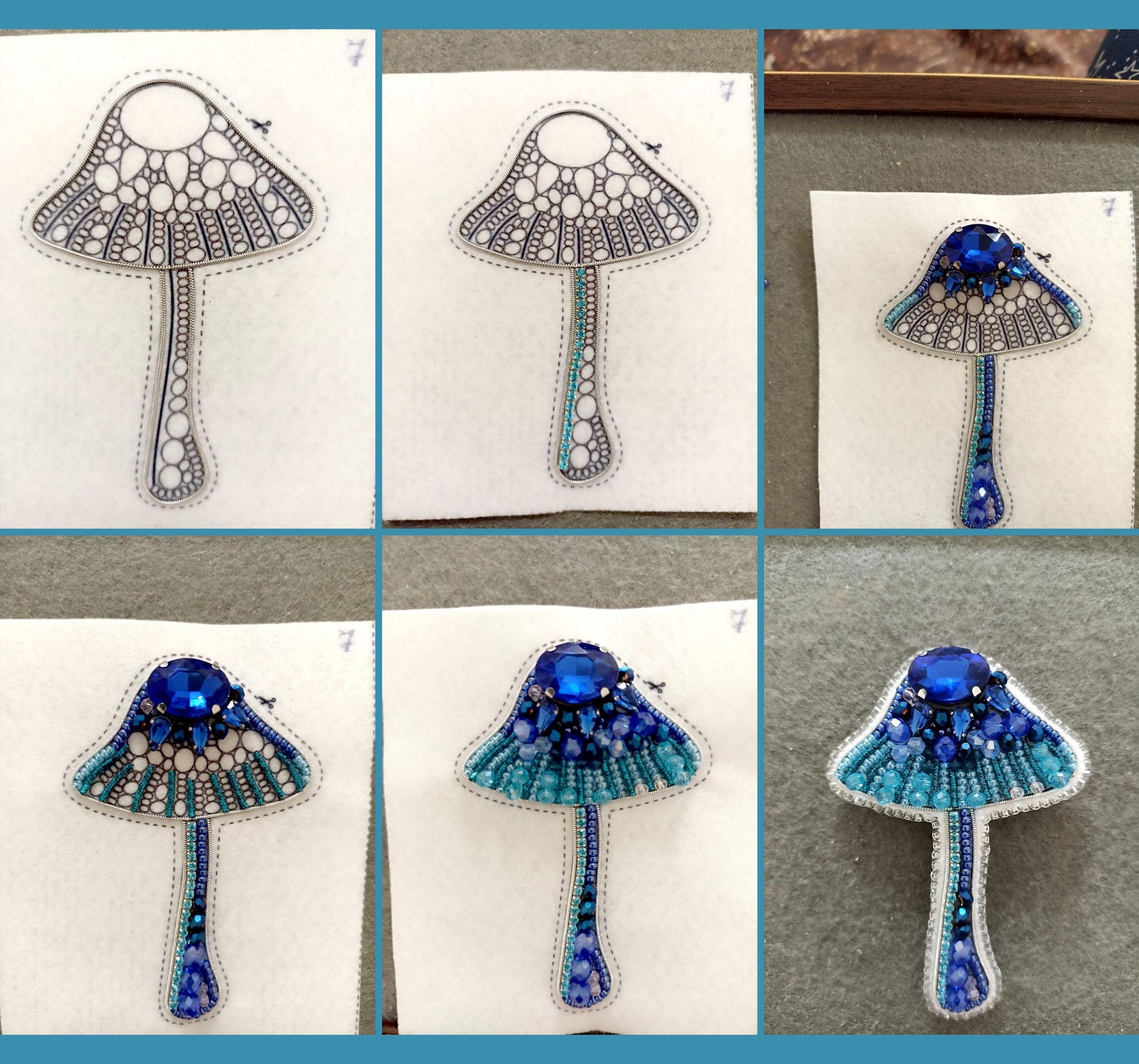 a series of pictures showing how to make a beaded brooch