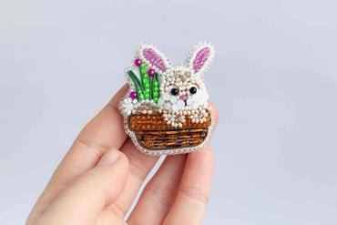 Easter Rabbit - Readymade Beaded Brooch