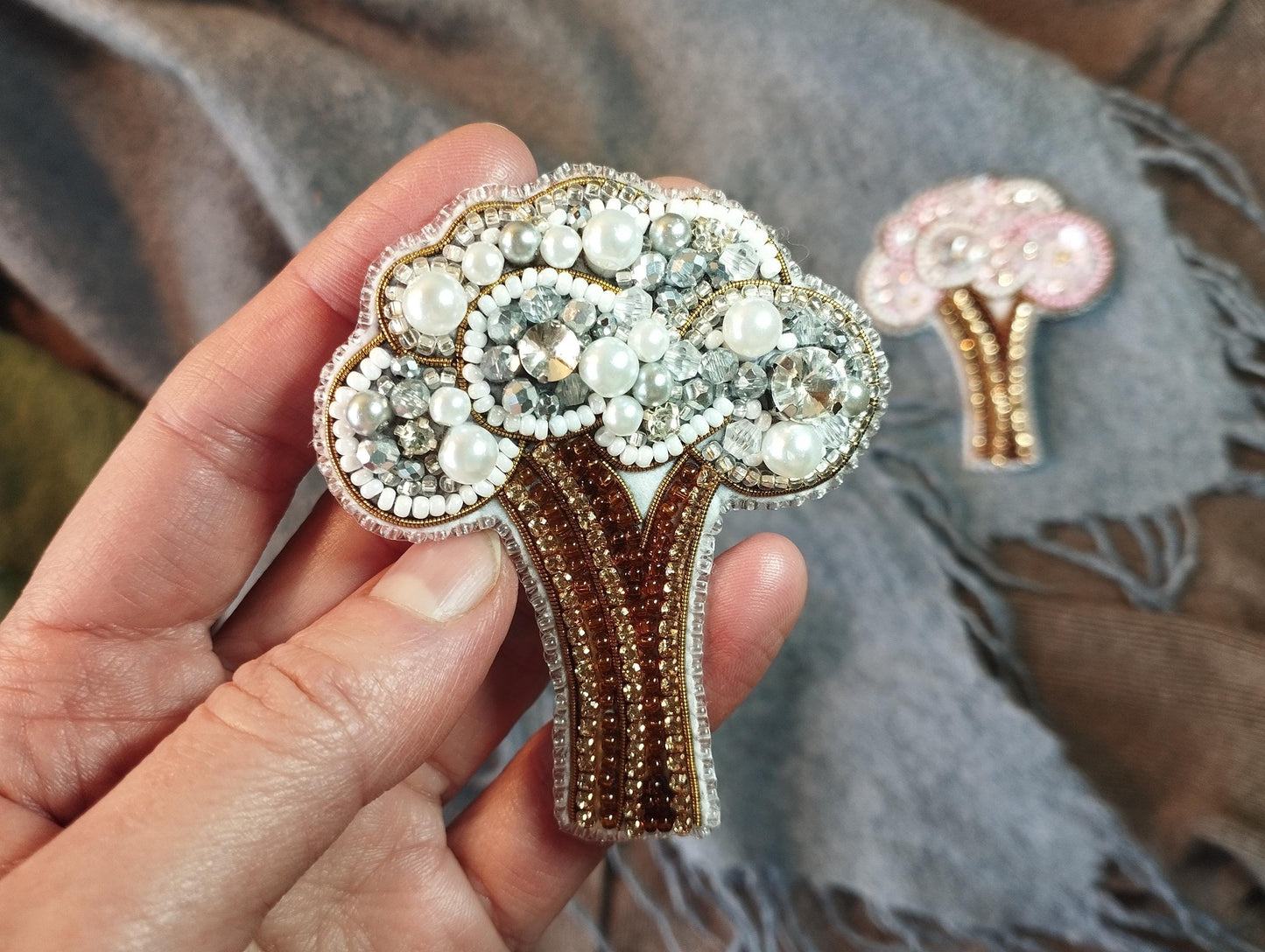 Bead Embroidery Kit Winter Tree. Seed Bead Brooch kit. DIY Craft kit. Plant Beading kit. Needlework beading. Handmade Jewelry Making Kit