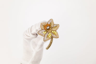 Narcissus Flower - Readymade Beaded Brooch