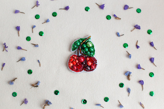 Cherry - Readymade Beaded Brooch