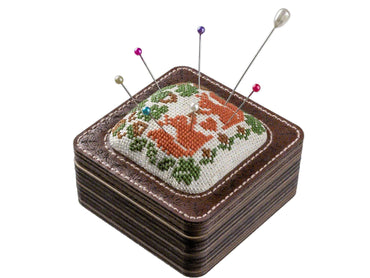 Wooden Pin Cushion Box - DIY Sewing Box Kit with Embroidery Storage Lid