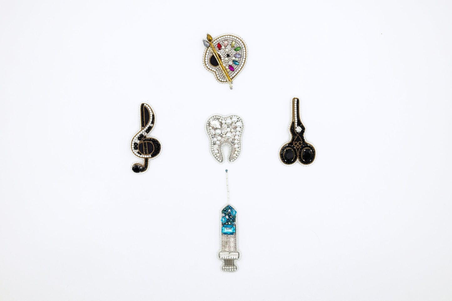 Bead Embroidery Kit - Set of 5 Career Themed Brooches, DIY Craft kits, Beaded Brooches, Jewelry Making Kits for Adults, Needlework beading