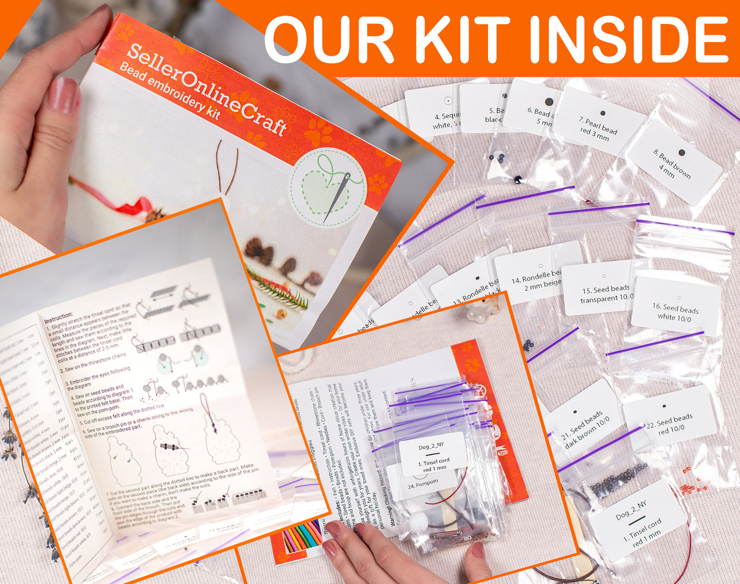 a person is holding a kit inside of a package