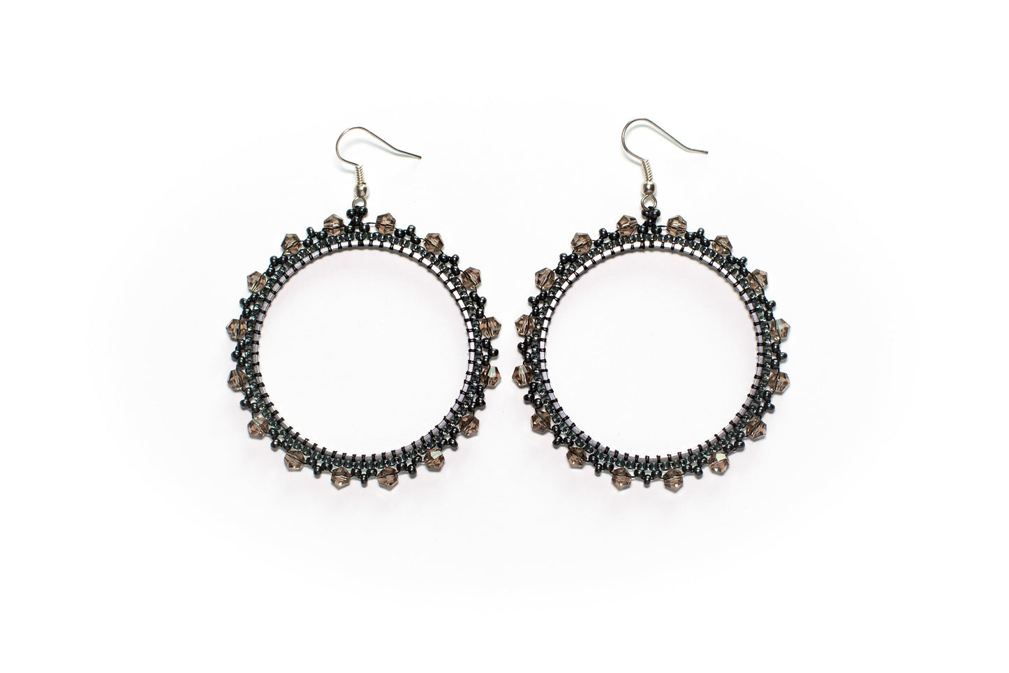 DIY Beading Kit, Earrings, Bedazzled Hoop Earrings, Jewelry make Adult Craft Kit