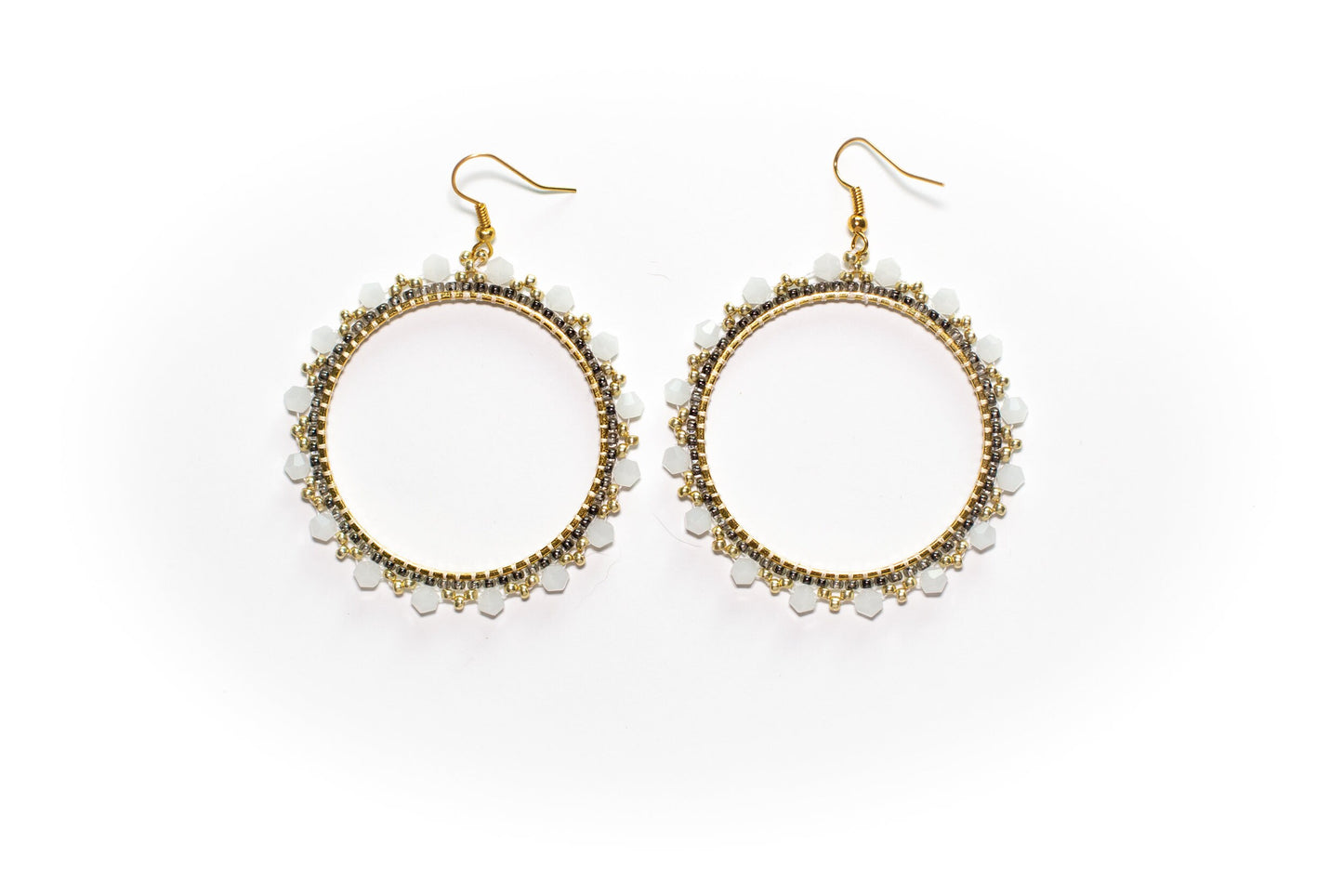 DIY Beading Kit, Earrings, Bedazzled Hoop Earrings, Jewelry make Adult Craft Kit