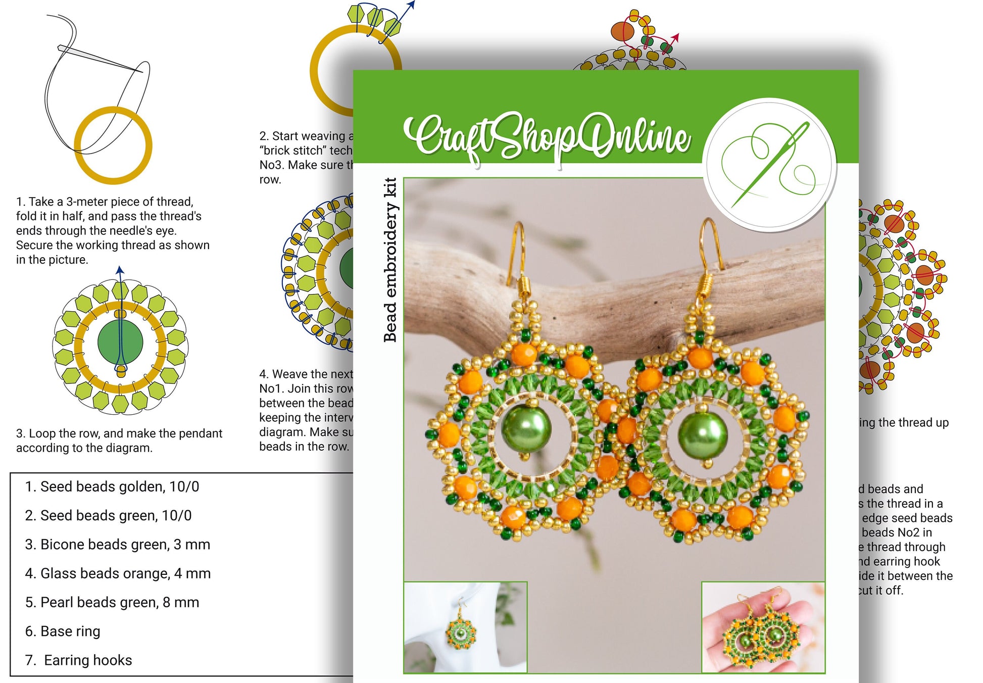 a set of four pairs of beaded earrings