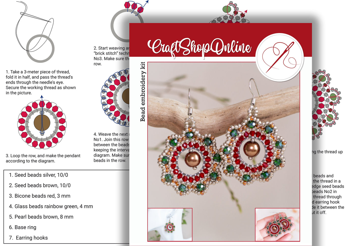 six pairs of earrings on a white surface