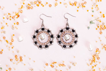 Black and Silver Beaded Earrings DIY Kit