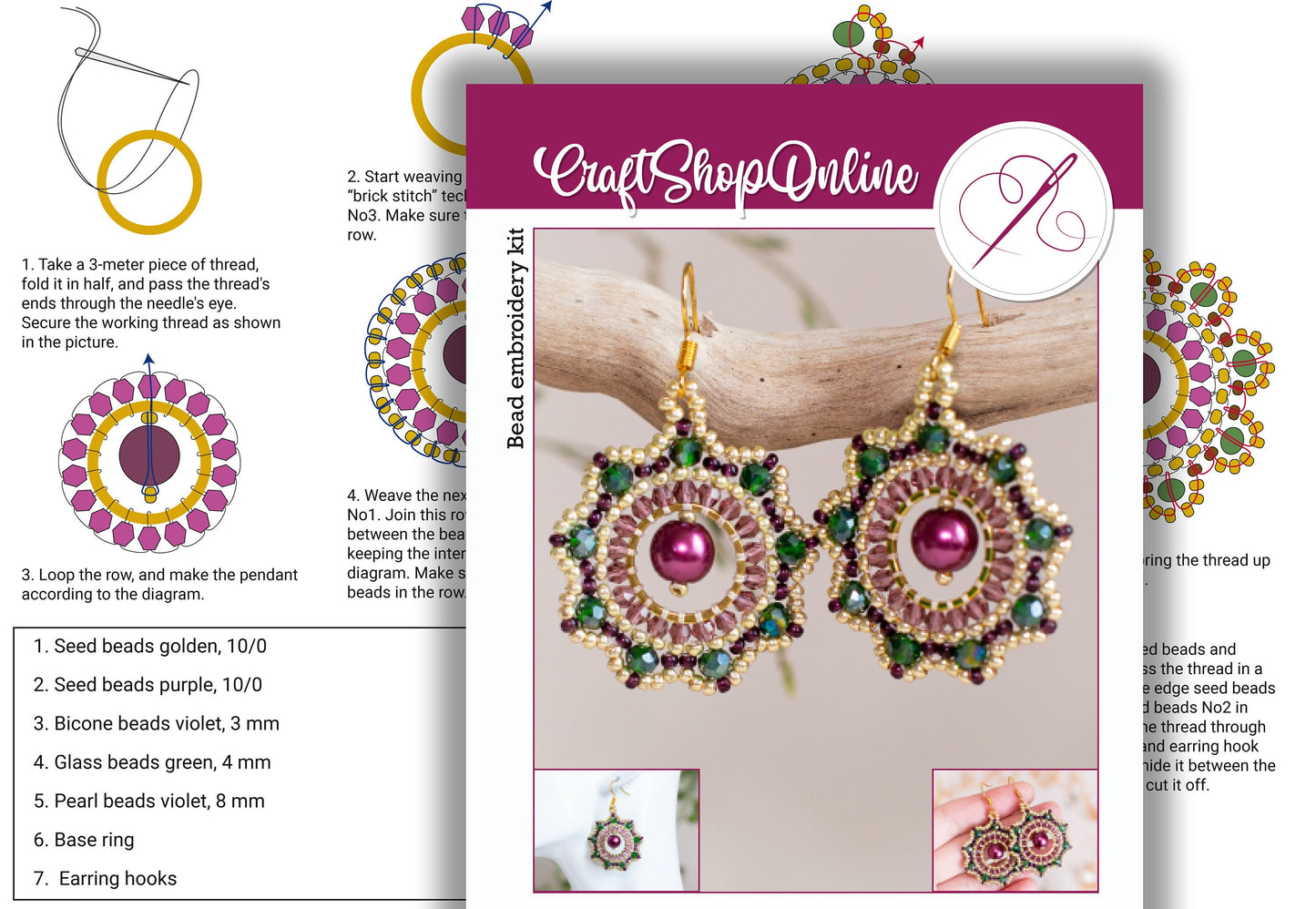 a set of four pairs of beaded earrings